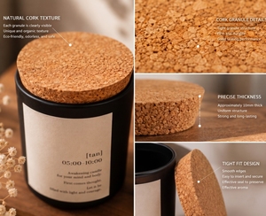 Vietnam WeWood Custom Eco-friendly Natural Cork Candle Lid Tapered Cork <b>Stopper</b> Jar Cover for Scented Candle Packaging - Product Image 2