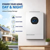 Convertisseur hybride 6500W 48V avec chargeur solaire MPPT, convertisseur hors réseau à onde sinusoïdale pure de 6,2 kW pour système solaire domestique