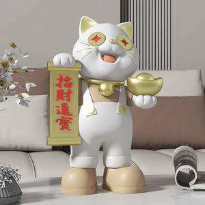 Sculpture de chat porte-bonheur en résine, artisanale, peinte à la main, tendance, décoration de bureau/caisse enregistreuse, petit cadeau créatif - Product Image 6