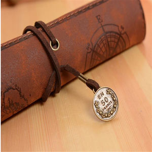ヴィンテージヨーロピアンレトロトレジャーマップレザーペンシルバッグプラガブルペン収納バッグスケッチ色鉛筆ボリューム大容量 - Product Image 5