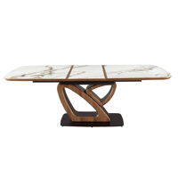 Mesa de Comedor Extensible de Piedra Sinterizada y Madera de Estilo Nórdico, Tamaño Grande, Precio de Fábrica, Gran Venta