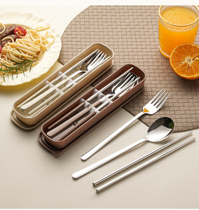 Tableware <b>Set</b> with Case Stainless Steel Travel Camping Pack with Box Portable Cutlery <b>Sets</b> - Product Image 6