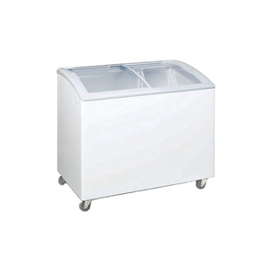 Smad 208l 248l Curved Glass Sliding Door Display Chest <b>Freezer</b> Showcase Ddh-246xu(y) Curved Glass Door Chest <b>Freezer</b> - Product Image 1