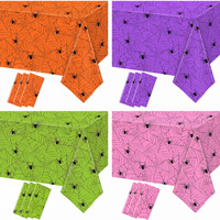 Nappe de table Halloween PE 137*274cm, toile d'araignée, jetable, rectangulaire, imperméable, décorations de fête, fournitures pour dîner