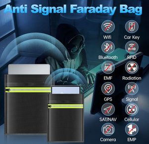 Sacs Faraday anti-EMP (émission électromagnétique) pour ordinateurs portables, tablettes, téléphones, clés de voiture, avec poignée et bande réfléchissante, lot de 5 - Product Image 2
