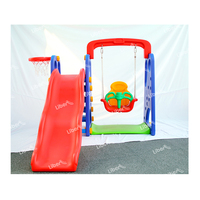 Toboggans en plastique pour enfants LE.HT.106, ensembles de jeux avec toboggan et balançoire en plastique