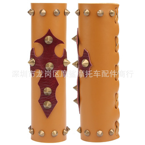 Couvre-fourche de moto Moshark 39mm-41mm en cuir avec rivets pour modification Harley-Davidson - Product Image 3