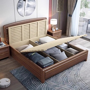 Hot Sale Modern Home Bedroom Furniture Classic Wholesale Solid Wood <b>Double</b> Size <b>Storage</b> <b>Bed</b> Design Wooden <b>Beds</b> With Drawer RJ-80 - Product Image 4