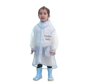动物印花定制可爱儿童雨衣EVA透明时尚户外防水雨衣彩色下摆