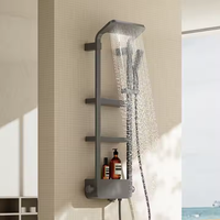 Ensemble de douche d'hôtels en aluminium thermostatique blanc mitigeur de robinet de salle de bain mural à la mode cascade de pluie douce Juego De Ducha