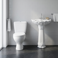 Lybia sanitaire céramique Nigeria salle de bains cuvette de toilette piédestal bassin ensemble pour Suite pays africains