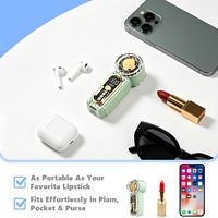 Mini ventilateur portable à LED, compact et léger, rechargeable par USB-C, moteur sans balais 5 vitesses, lampe de poche d'urgence pour maquillage