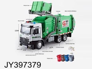 Jouets de <span class=keywords><strong>camion</strong></span> <span class=keywords><strong>poubelle</strong></span> Cabine en métal Jouets de <span class=keywords><strong>camion</strong></span> <span class=keywords><strong>poubelle</strong></span> réalistes pour garçons avec lumières et sons 4 poubelles avec cartes <span class=keywords><strong>poubelle</strong></span> - Product Image 5