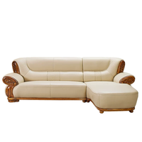 Canapé d'angle en cuir véritable de style européen moderne, inclinable, confortable, durable, avec accoudoirs incurvés et rembourrage en mousse solide