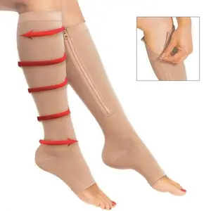 Stretchy Compression Socks Zipper Socks Varicose Veins Sports Compression Sock Support Open Toe Knee