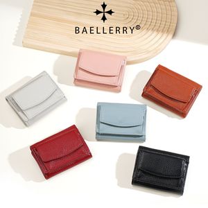 กระเป๋าใส่เหรียญหนังแท้สำหรับผู้หญิง Baellerry กระเป๋าสตางค์ขนาดเล็กสีพื้นลายลิ้นจี่ สำหรับจัดเก็บของใช้ในบ้าน - Product Image 4