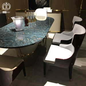 ชุดโต๊ะรับประทานอาหารสุดหรู,ชุดโต๊ะรับประทานอาหารอิตาเลียนหินอ่อนเข้ามุมทันสมัยชุดโต๊ะรับประทานอาหารหินอ่อนสแตนเลส6ชิ้น - Product Image 3