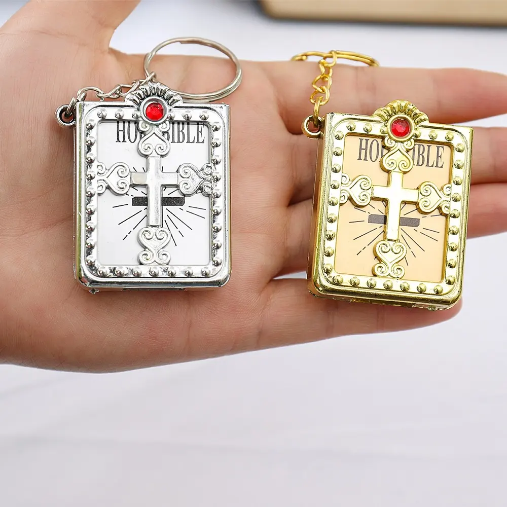 Tôn Giáo Mini Kinh Thánh Cuốn Sách Với Trường Hợp Keyring Công Giáo Kitô Giáo Xách Tay Chúa Giêsu Chéo Tiếng Anh In Ấn Thánh Kinh Thánh Cuốn Sách Móc Khóa