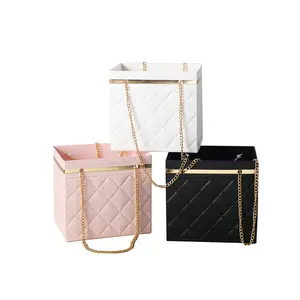 JAYWOOD New Product Flower Pink Bag Gift Dried Flower Portable Plastic Bags Bouquet Packaging Bags