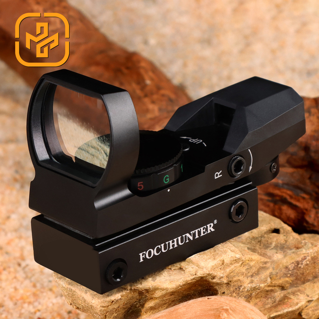 Focuhunter Customizable Tactical 4 Reticle Holographic Reflex Red Green Dot Scope Sight 800g Shockproof Hunting Red Dot Sight