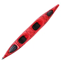 De alta calidad de color rojo de gran volumen no inflable doble persona gira Kayak de mar