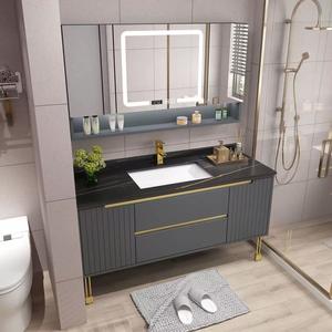 Equipos de baño de estilo de pie Muebles Tocador <span class=keywords><strong>Lavadora</strong></span> Gabinetes de baño Juego de baño negro completo - Product Image 2