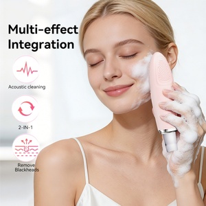 Brosse nettoyante électrique pour le visage 2 en 1 de haute technologie, étanche, rechargeable, exfoliante, massante, en silicone - Product Image 5