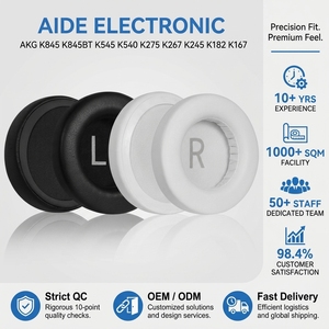 แผ่นรองหูฟังหนังโปรตีนพร้อม K845BT K845 <span class=keywords><strong>AKG</strong></span> K545 K540 K275 K182 K245 K267โฟมเมมโมรี่โฟมกันเสียงรบกวน K167 - Product Image 1