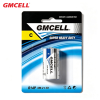 Pile sèche au zinc-carbone GMCELL taille C SUM2 R14P 1,5 V, haute performance, tension stable, pour usage domestique, jetable