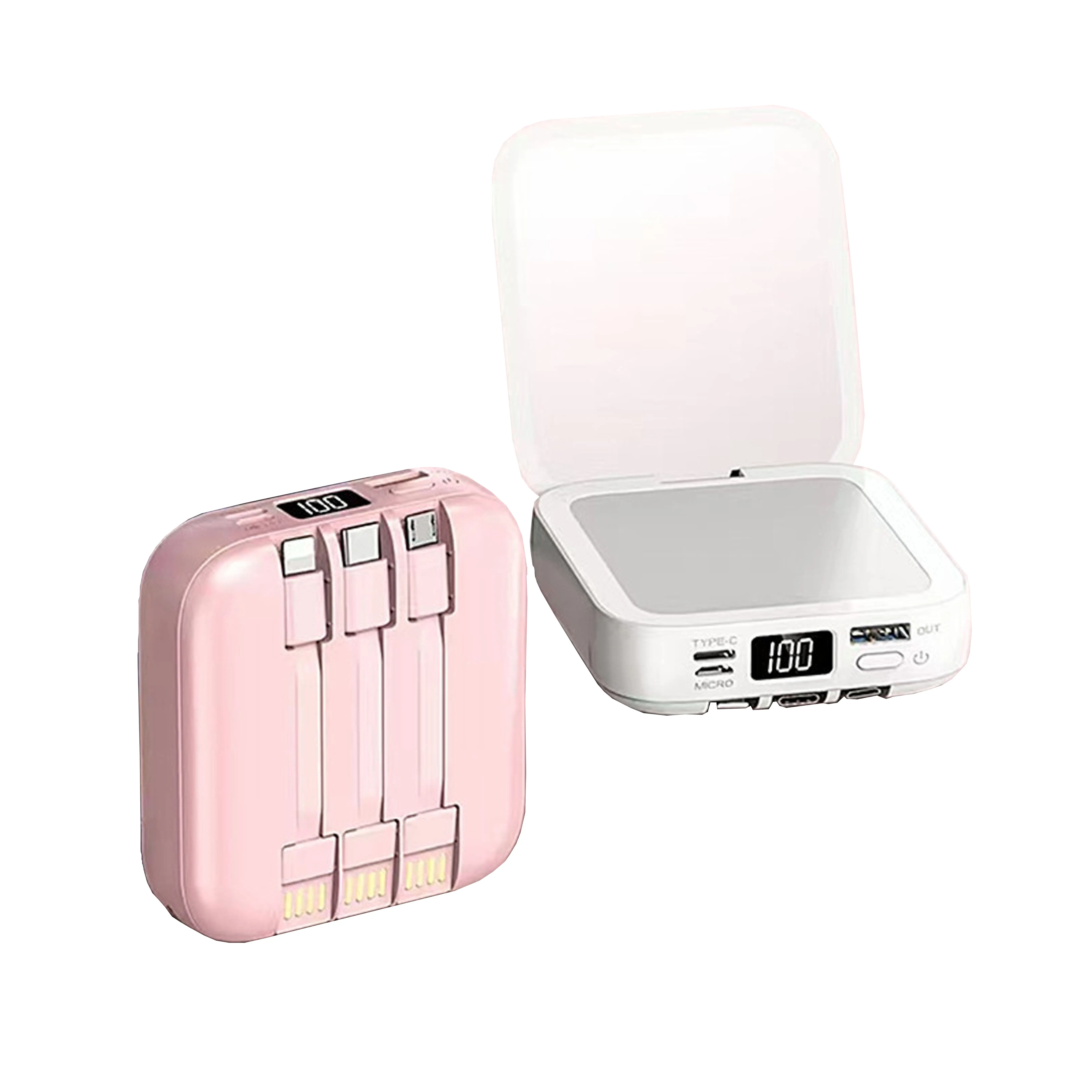 Wholesale cosmetic mirror Portable Power bank 10000mah for iPhone iPad iPod Samsung HTC Blackberry etc