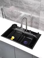Évier de cuisine simple en acier inoxydable 304 avec robinet extractible en laiton