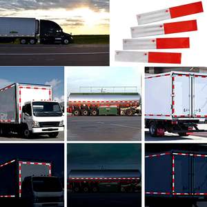 Red &amp; White <strong>Reflective</strong> Tape - High Visibility Waterproof Safety Tape for Vehicles, Trailers &amp; Outdoor Warning <strong>Markings</strong> - Product Image 4