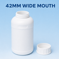 Bouteille en plastique ronde à large ouverture de 1000 ml en HDPE, col de 42 mm, pour savon liquide, shampoing, gel douche, emballage cosmétique
