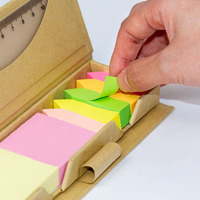 Bloc-notes adhésif personnalisé coloré, design créatif, recyclé, avec stylo, règle et impression numérique