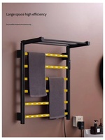 ELOILO Vente en gros de porte-serviettes chauffants intelligents en acier inoxydable certifiés CE, noir mat, chauffe-serviettes électrique pour salle de bain