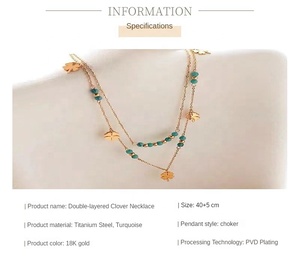 Collares Edelstahl SCHMUCK moda personalizada joyería de acero inoxidable collar de trébol - Product Image 3