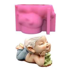 Facile à utiliser 3D main délicate sur la tête garçon couché et grenouille moule en béton et résine en silicone - Product Image 6
