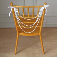 Ruban de chaise en perles avec nœud pour décoration de chaise de mariage, fête prénuptiale et banquet