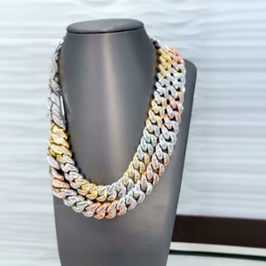 14mm Link Chain Miami Cuban Iced Out 10k Gold Lab Grown 250g 925 Sterling Silver <b>Wedding</b> <b>Gift</b> <b>for</b> <b>Men</b> & Women 6-26 Inch - Product Image 1