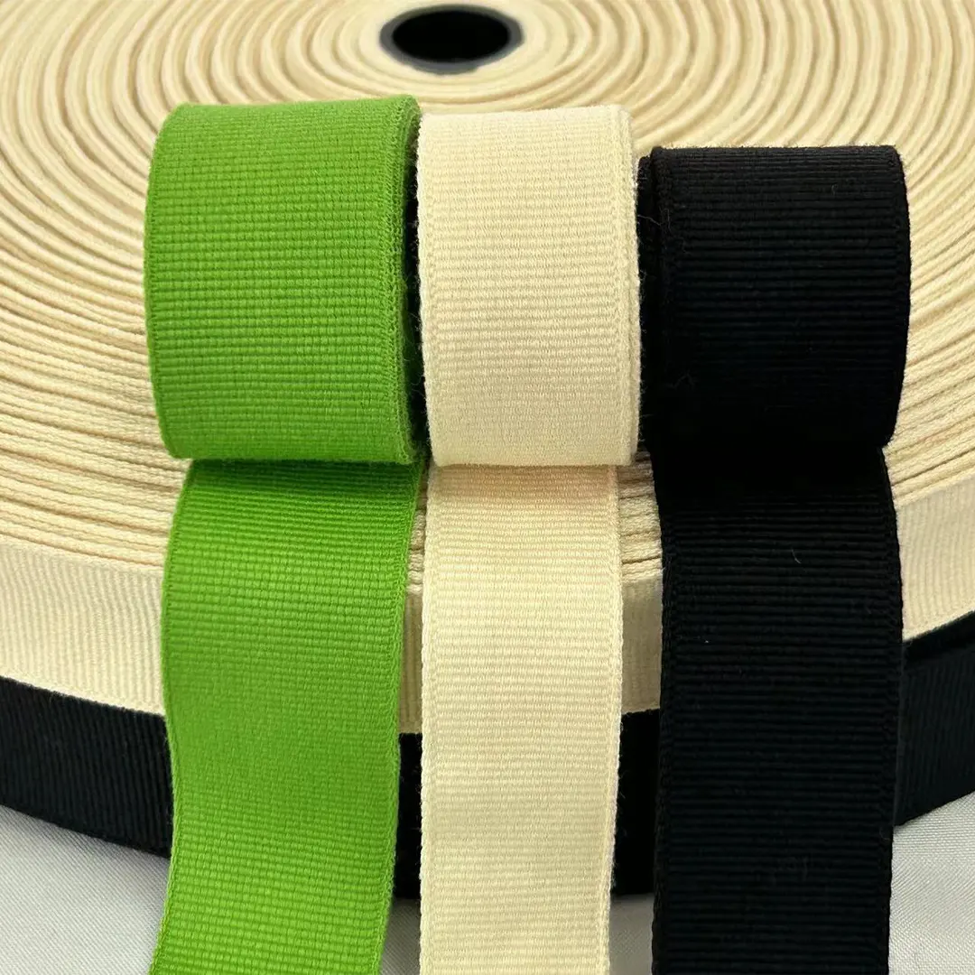 China Fabriek Directe Verkoop Eco-Katoenen Kleur Grosgrain Lint Kerstvakantie Decoratie Riem Accepteren Aangepaste Logo Katoen Webbing