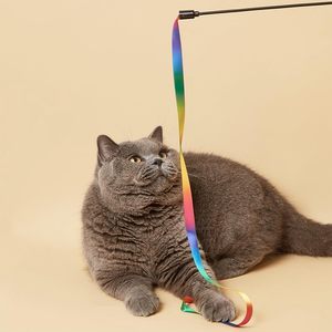 En gros, Baguette interactive arc-en-ciel pour chat avec ruban coloré et breloque, pour chatons - Product Image 5