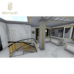 Estante de exhibición de tienda de ropa de mujer personalizado de gama alta-Marca Brutalist Personalizable Madera chapada MDF Acero inoxidable Sin metal - Product Image 4