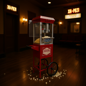 Máquina para Hacer Palomitas de Maíz, Estilo Vintage Rojo, Olla de 12 Onzas, Eléctrica, Comercial, con Ruedas y Carrito - Product Image 2