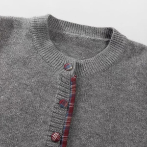 Cardigan ample en tricot pour femme Dalang, col rond, patchwork à carreaux, simple boutonnage, manches longues, pull décontracté chaud pour l'automne et l'hiver - Product Image 3