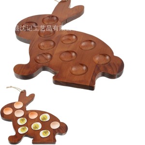 Bandeja de madera con forma de conejo, tablero de huevos de doble cara para decoración de fiestas de Pascua, uso en interiores - Product Image 2
