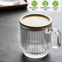 Creative Home Office Latte Espresso Vertical verrerie Rayures eau Tasses à thé nervuré café tasses en verre avec couvercle poignée