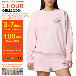 Vente en gros - Ensemble décontracté pour femmes en deux pièces, de haute qualité, coupe ample, design brodé personnalisé, sweat-shirt à col rond pour femmes - Product Image 1