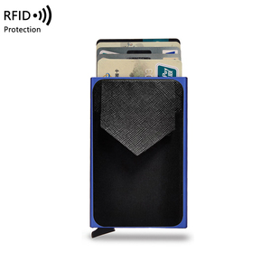 Portacarte Automatico Minimalista da Uomo con Blocco RFID, Portafoglio Ultra Sottile <span class=keywords><strong>e</strong></span> Leggero con Fermasoldi - Product Image 6