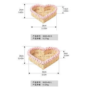 Handmade Paper Rope Heart Shaped <b>Storage</b> <b>Basket</b> Small Desktop Organizer For Keys And Clutter - Product Image 3