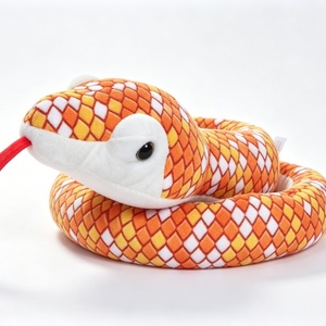 Peluche Serpent Maïs Réaliste Personnalisée, Serpent en Peluche Enroulé à Motif Écailles Orange avec Langue Rouge Fourchue - Product Image 1